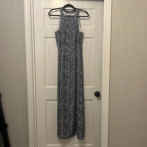 Blue and white maxi dress